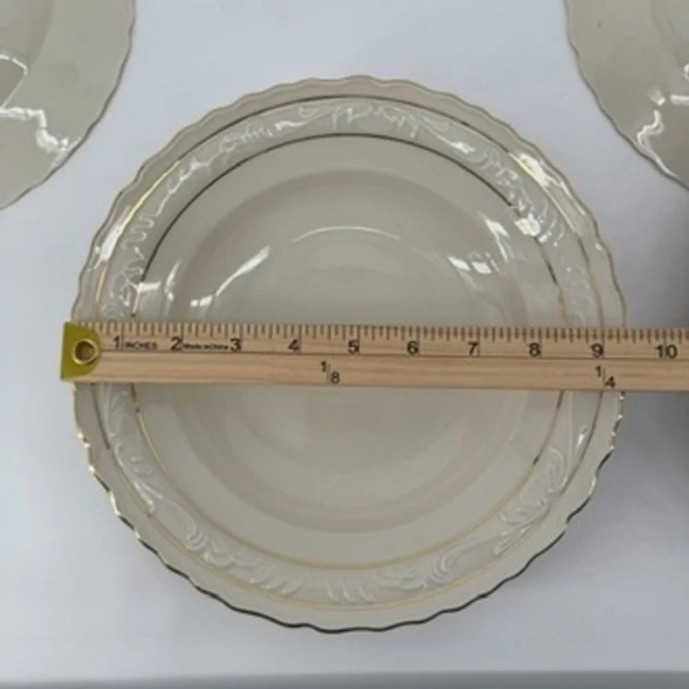 Vintage Bavaria Sonnenporzellan D&R Weiden Stadt Gold Trim Soup Bowls Set of 4